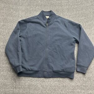 LL Bean Katahdin Iron Works Jacket Large Mens Blue Sherpa Lined Sweatshirt